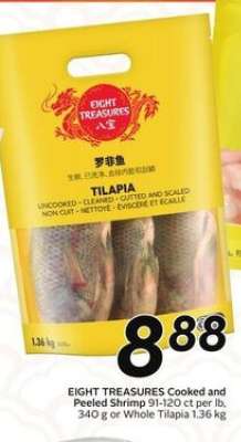 EIGHT TREASURES Cooked and Peeled Shrimp or Whole Tilapia