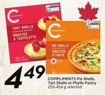 COMPLIMENTS Pie Shells, Tart Shells or Phyllo Pastry