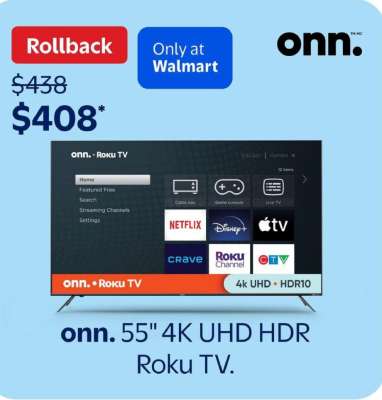 onn. 55" 4K UHD HDR Roku TV