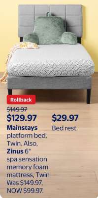 Mainstays platform bed, Twin