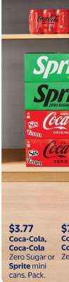 Coca-Cola, Coca-Cola Zero Sugar or Sprite mini cans