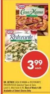 DR. OETKER CASA DI MAMA or RISTORANTE FROZEN PIZZA