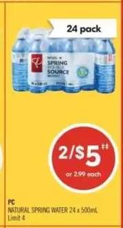 PC NATURAL SPRING WATER 24 x 500mL