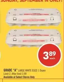 GRADE "A" LARGE WHITE EGGS