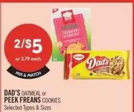 DAD'S OATMEAL OR PEEK FREANS COOKIES
