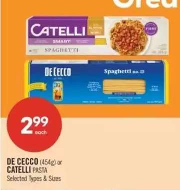 DE CECCO (454g) or CATELLI PASTA