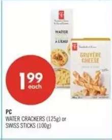 PC WATER CRACKERS (125g) or SWISS STICKS (100g)