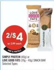SIMPLY PROTEIN or LOVE GOOD FATS SNACK BAR
