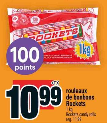 rouleaux de bonbons Rockets