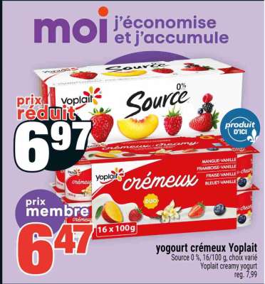 yogourt crémeux Yoplait