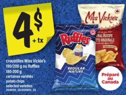Croustilles Miss Vickie's ou Ruffles