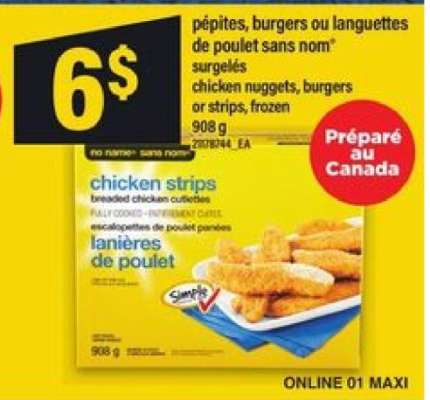 pépites, burgers ou languettes de poulet sans nom