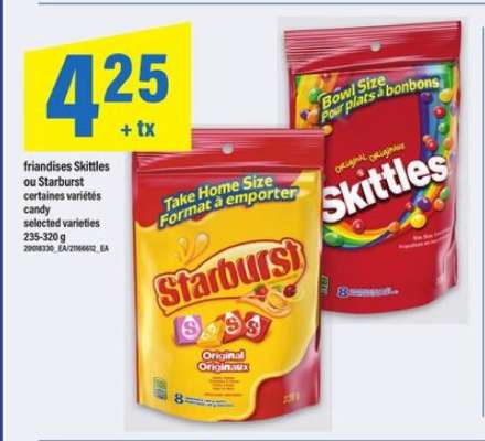 FRIANDISES SKITTLES OU STARBURST