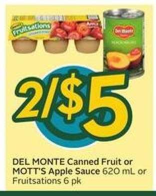 DEL MONTE Canned Fruit or MOTT'S Apple Sauce