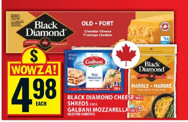 Black Diamond Cheese Shreds & Galbani Mozzarella