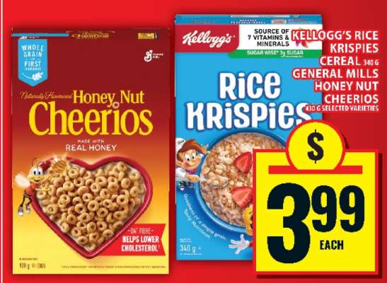 Kellogg’s Rice Krispies Cereal & General Mills Honey Nut Cheerios