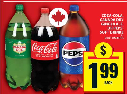 Coca-Cola, Canada Dry Ginger Ale or Pepsi Soft Drinks