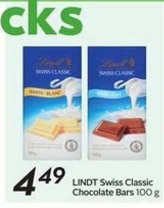 LINDT Swiss Classic Chocolate Bars 100 g