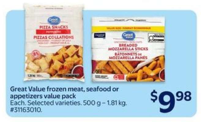 Great Value Frozen Meat, Seafood or Appetizers Value Pack