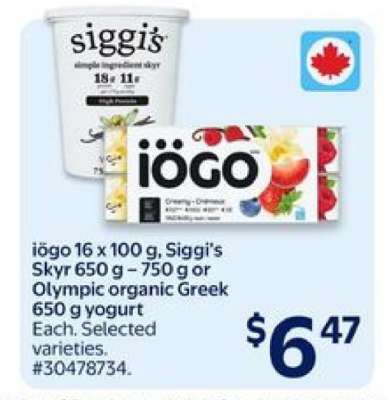 iögo, Siggi's Skyr, or Olympic Organic Greek Yogurt