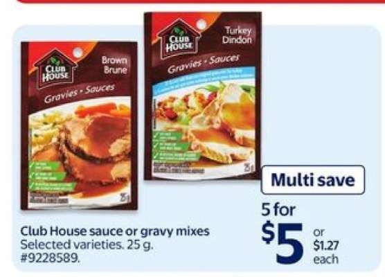 Club House sauce or gravy mixes