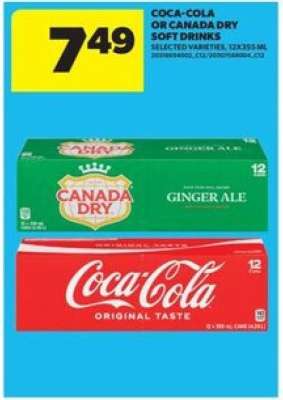 COCA-COLA or CANADA DRY SOFT DRINKS